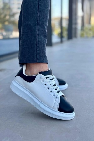 Luis a Costa LC109 Beyaz Siyah Cilt Beyaz Taban Erkek Sneaker