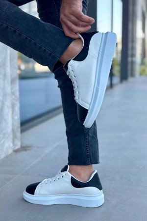 Luis a Costa LC109 Beyaz Siyah Cilt Beyaz Taban Erkek Sneaker