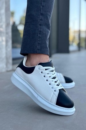 Luis a Costa LC109 Beyaz Siyah Cilt Beyaz Taban Erkek Sneaker