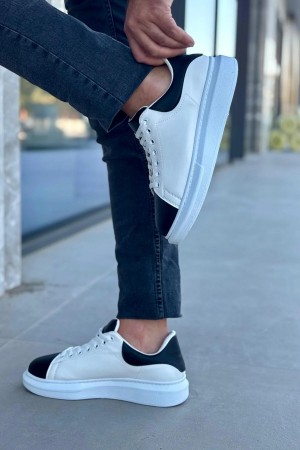 Luis a Costa LC109 Beyaz Siyah Cilt Beyaz Taban Erkek Sneaker