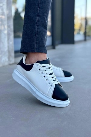 Luis a Costa LC109 Beyaz Siyah Cilt Beyaz Taban Erkek Sneaker