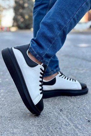 Luis a Costa LC109 Beyaz Siyah Cilt Siyah Taban Erkek Sneaker
