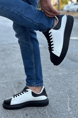 Luis a Costa LC109 Beyaz Siyah Cilt Siyah Taban Erkek Sneaker