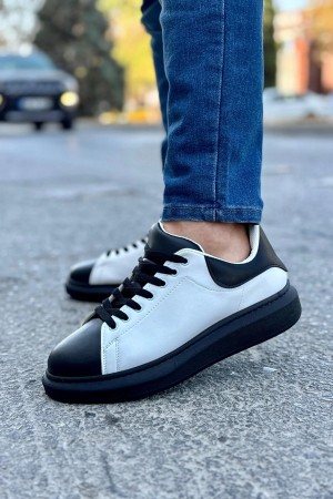 Luis a Costa LC109 Beyaz Siyah Cilt Siyah Taban Erkek Sneaker