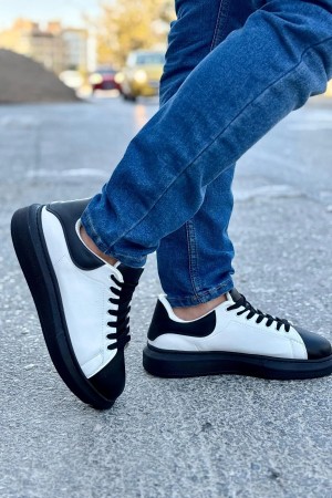 Luis a Costa LC109 Beyaz Siyah Cilt Siyah Taban Erkek Sneaker