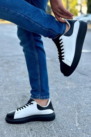 Luis a Costa LC109 Beyaz Siyah Cilt Siyah Taban Erkek Sneaker