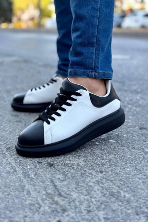 Luis a Costa LC109 Beyaz Siyah Cilt Siyah Taban Erkek Sneaker