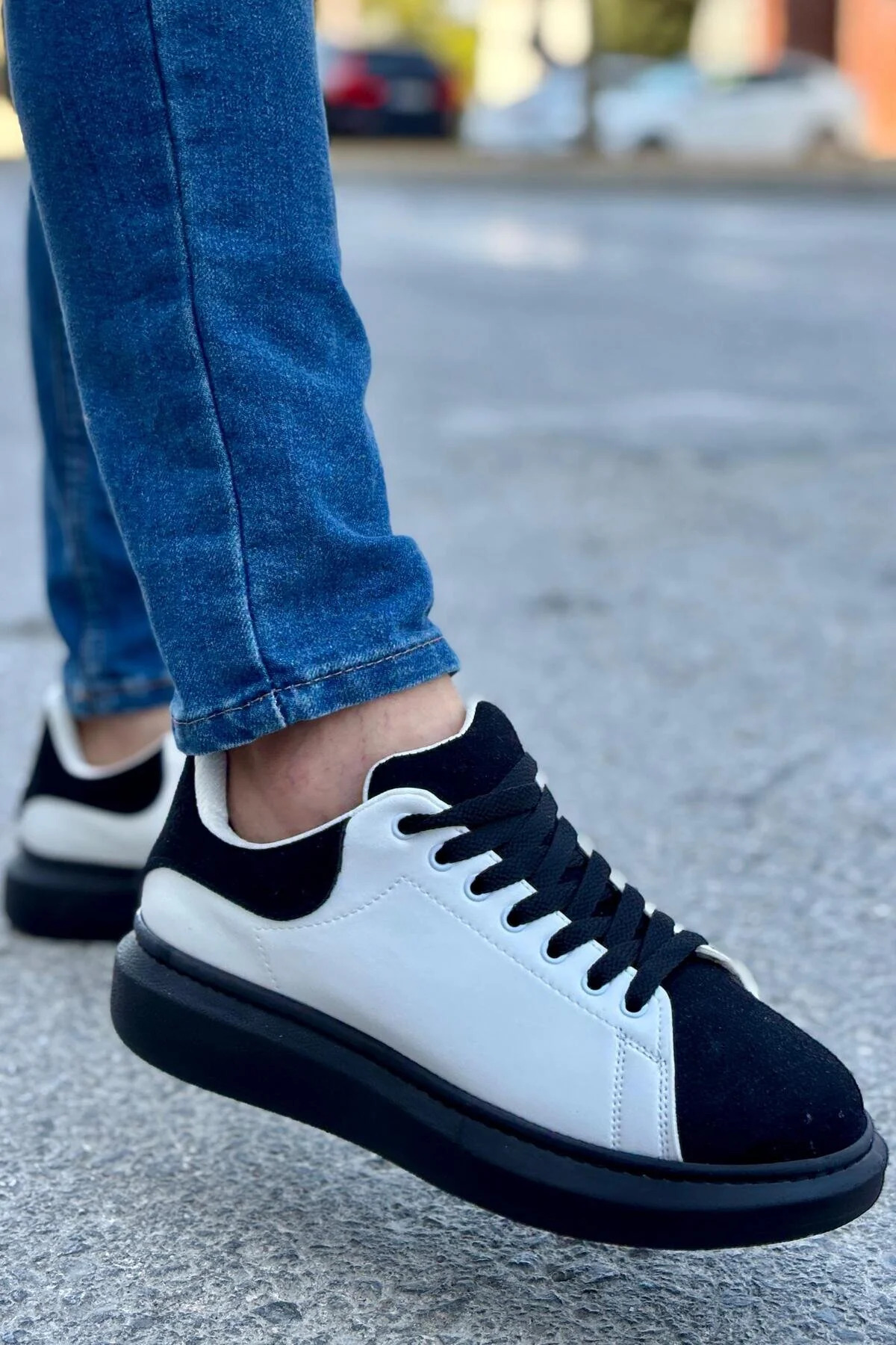 Luis a Costa LC109 Beyaz Siyah Süet SİYAH TABAN Erkek Sneaker