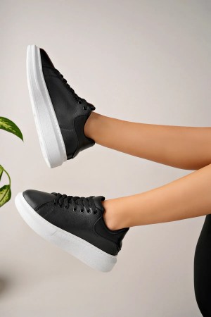 Luis a Costa LC101 Siyah Cilt Beyaz Taban Kadın Sneaker