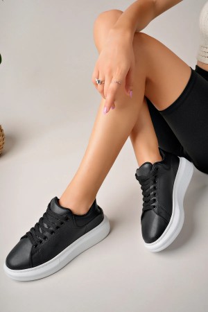 Luis a Costa LC101 Siyah Cilt Beyaz Taban Kadın Sneaker