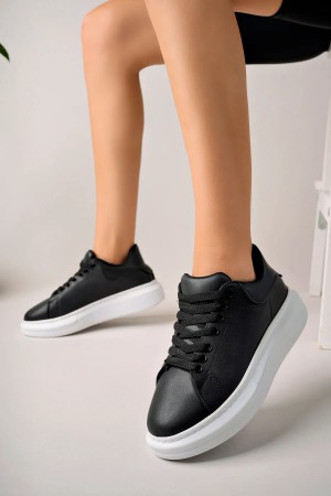 Luis a Costa LC101 Siyah Cilt Beyaz Taban Kadın Sneaker