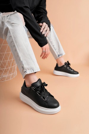 Luis a Costa LC105 Siyah Cilt Beyaz Taban Kadın Sneaker