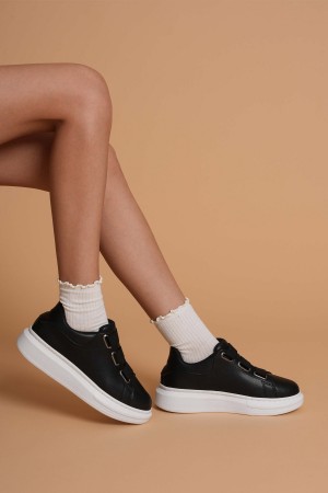 Luis a Costa LC103 Siyah Cilt Beyaz Taban Kadın Sneaker