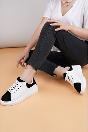Luis a Costa LC109 Beyaz Siyah Süet Kadın Sneaker