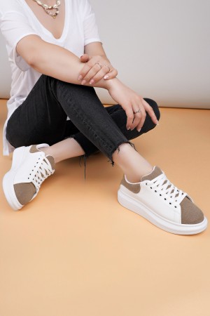 Luis a Costa LC109 Beyaz Kahve Süet Kadın Sneaker