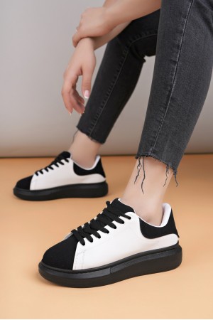 Luis a Costa LC109 Beyaz Siyah Süet SİYAH TABAN Kadın Sneaker