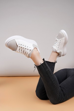 Luis a Costa LC109 Beyaz Gri Süet Kadın Sneaker