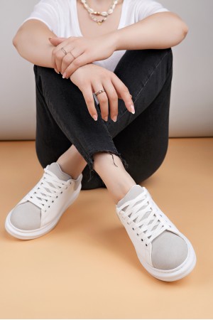 Luis a Costa LC109 Beyaz Gri Süet Kadın Sneaker