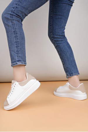 Luis a Costa LC109 Beyaz Bej Süet Kadın Sneaker