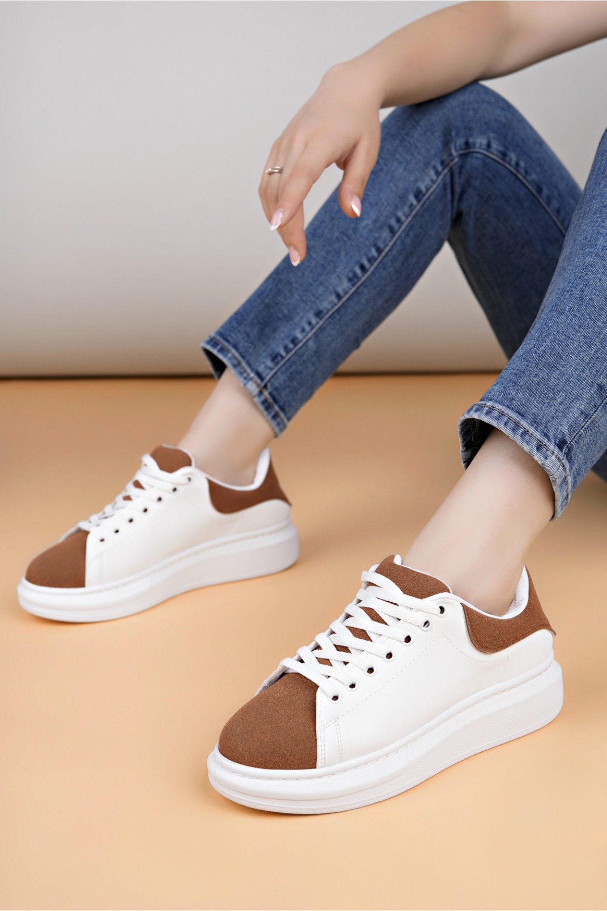 Luis a Costa LC109 Beyaz Taba Süet Kadın Sneaker