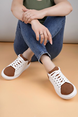Luis a Costa LC109 Beyaz Taba Süet Kadın Sneaker